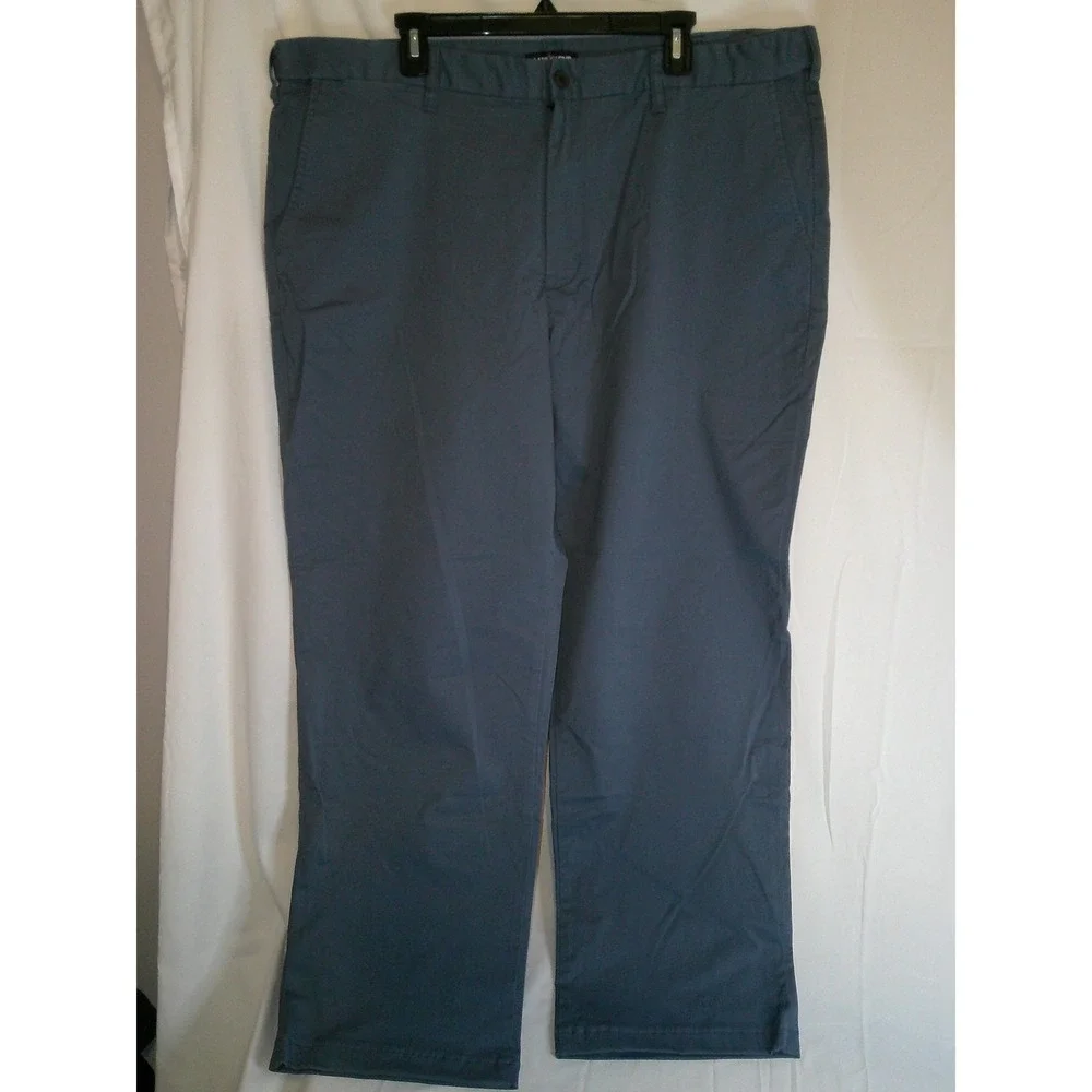 Lands End Mens 42x30 Traditional Fit Blue Gry Chino Pants Classic NWOT DISC SHIP